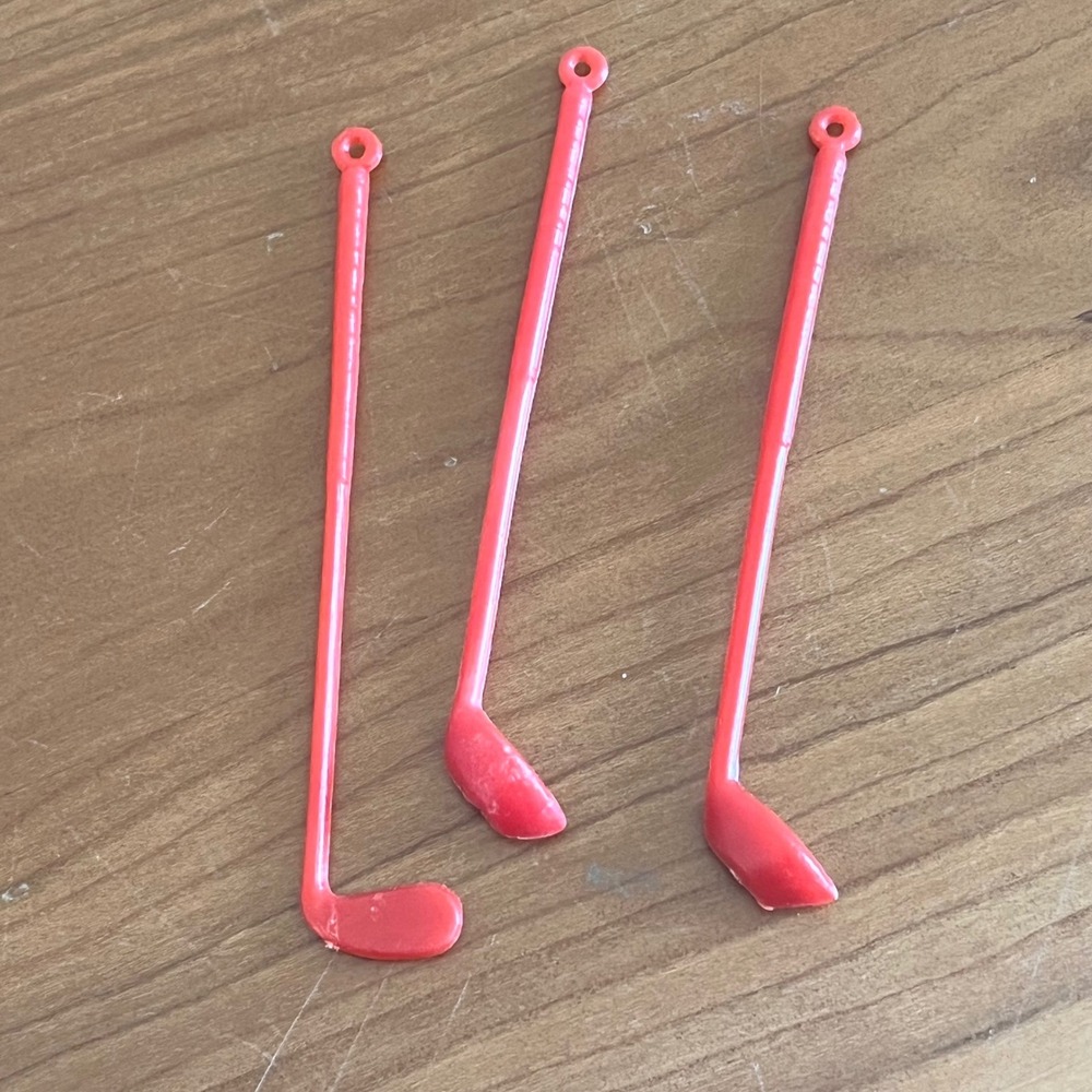 Vintage Barbie 1980s Red Golf Clubs Set of 3 Replacement Accessories